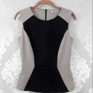 Halogen Black and Tan Peplum top NWOT